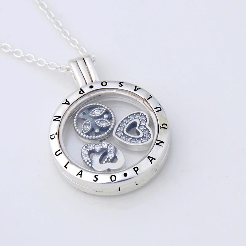 

Love Family Petites Floating Locket Necklace & Pendant for women DIY necklace 925 sterling silver jewelry chain