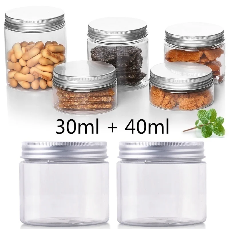 30ml + 40ml 2Pcs/Set Aluminum Cap Cosmetic Tin Pot Lip Balm Jar Containers Oil Wax Empty Cereal Container