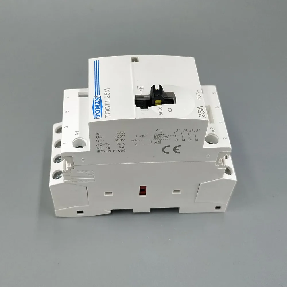 TOCT1 4P 25A 220V/230V 50/60HZ Din rail Household ac Modular contactor with Manual Control Switch 4NO or 2NO 2NC or 4NC