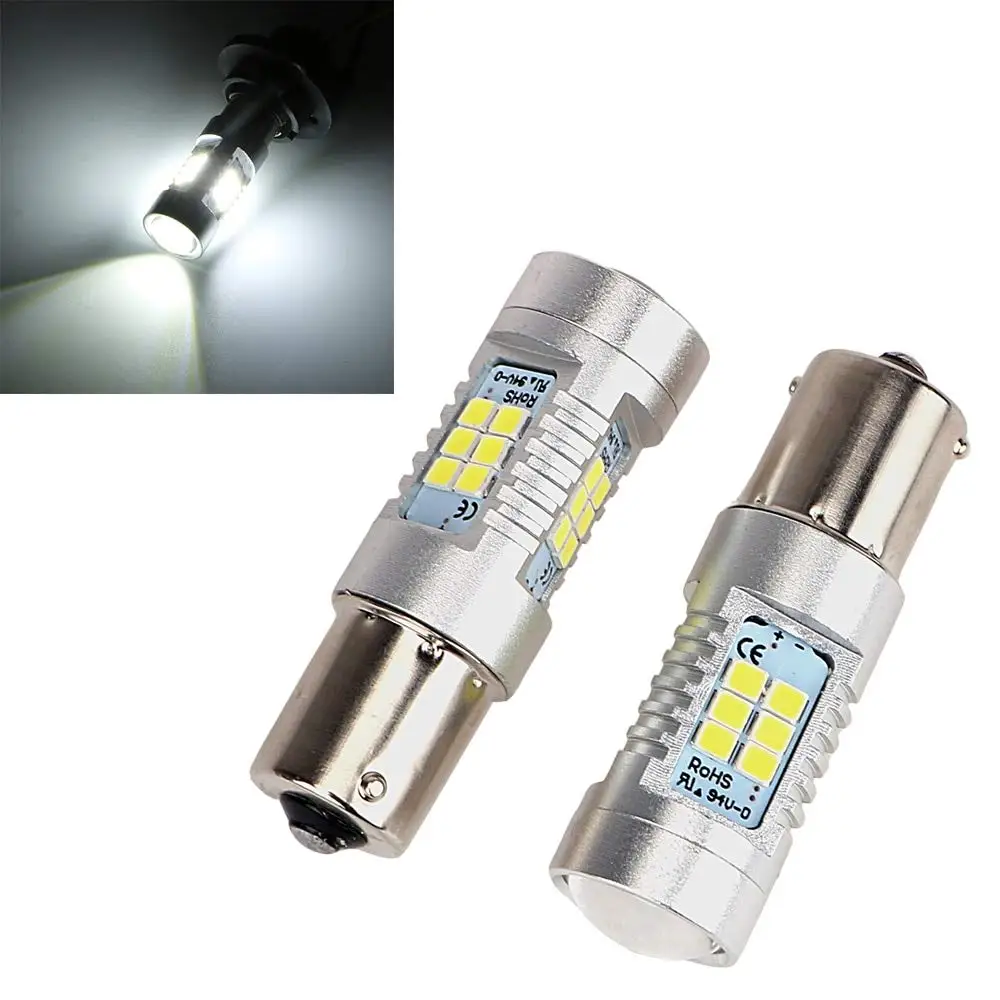 2 Ampoules LED Samsung 2835 Chip Led! 1156 ba15s p21w Veilleuses position Jour diurne daylight blanc ambre