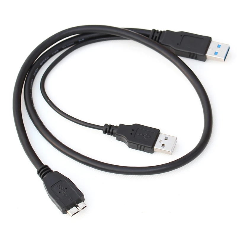 

0.6M Micro USB B to USB3.0 Data Sync Charging Short Cable with Extra USB power supply for USB3.0 Mobile hard disk