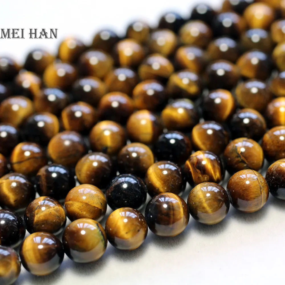 Meihan Natural Brown Tiger Eye Smooth round Stone Beads 10mm Jewelry Making DIY Design