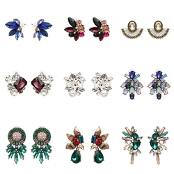 New Colorful Crystal Statement Stud Earrings Girls Rhinestone Earrings Fashion Jewelry Accessories for Women Gift Wholesale 2023