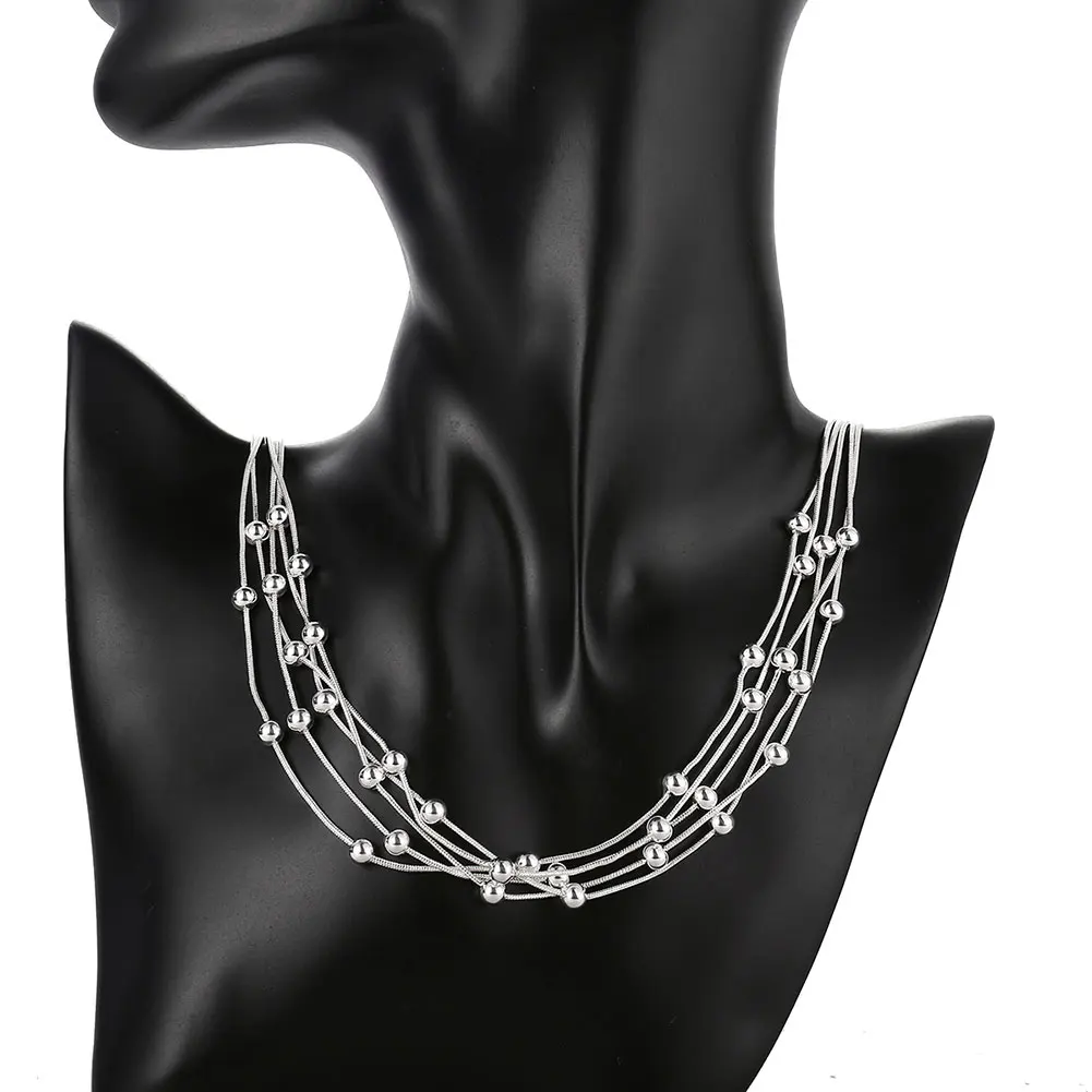 Five Line Snake Chain Light Beads Necklaces Necklaces & Pendants for Women Silver Plated Fashion Choker Chains Jewelry Xmas Gift