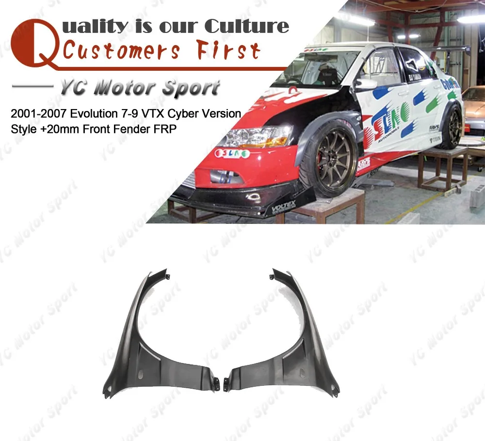 FRP Fiber Glass VTX Cyber Version Style +20mm Front Fender Fit For 2001-2007 Evolution 7-9 EVO 7 8 9 Front Fender Cover