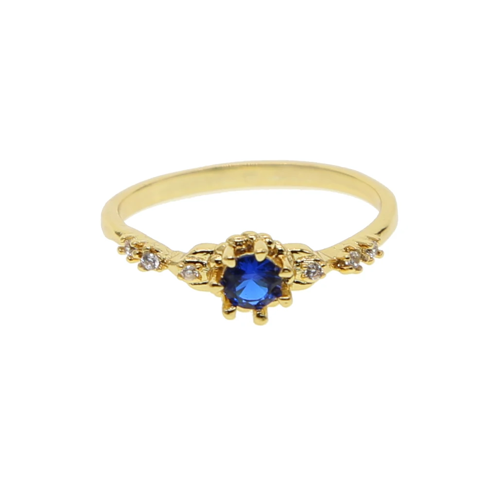 simple fashion blue stone RING for girl gold color minimal delicate jewelry factory drop shipping promotion cute rings image 2