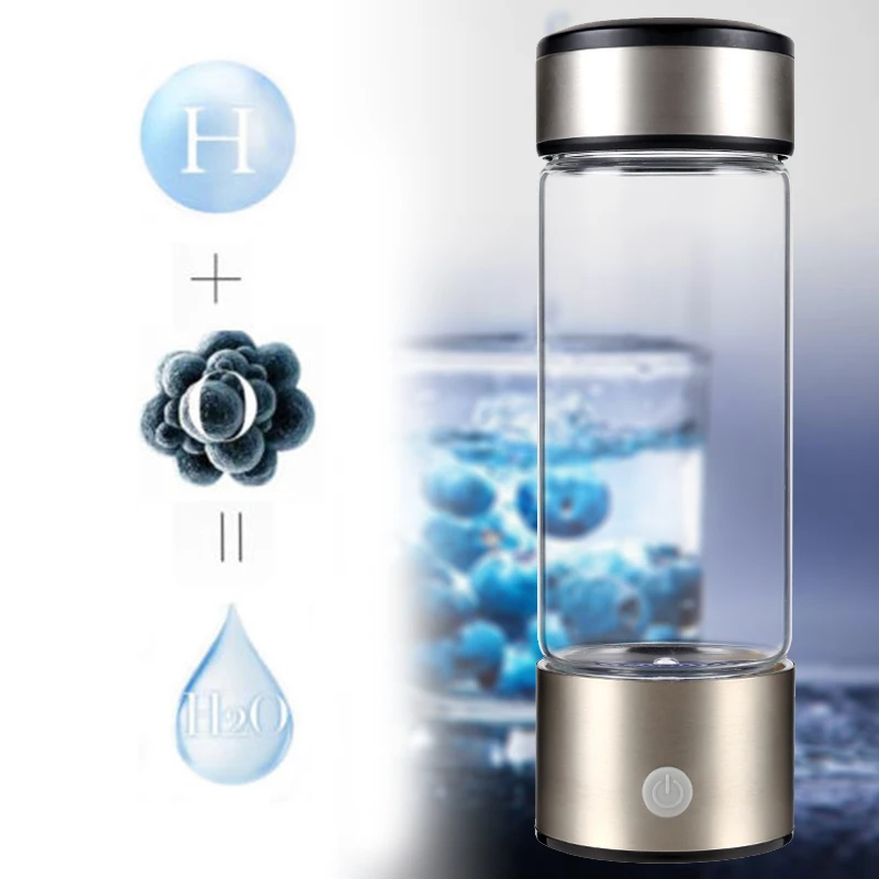 New 430ml Portable USB Hydrogen-Rich Water Ionizer Maker Cup Generator Bottle Silver