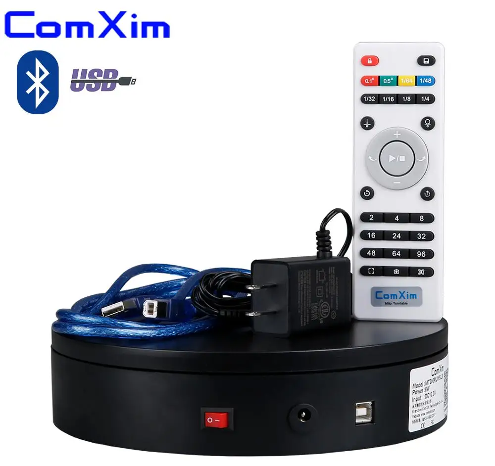 ComXim 20cm Bluetooth(Android),Controlled by Remote USB,Electric Rotating Turntable Photography,Support Secondary Development