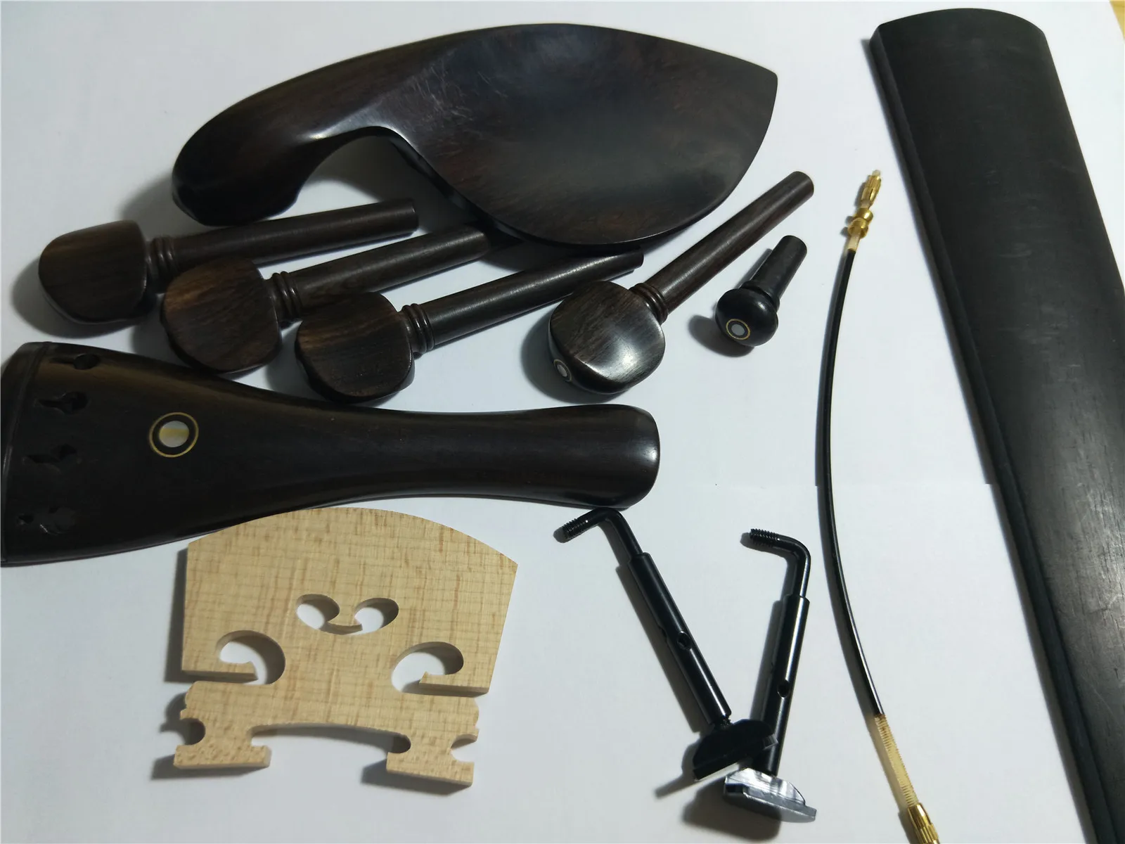 

1 Set Ebony Viola Fitting with Maple Bridge Tail Gut Ebony Fingerboard Chin Rest Clamp