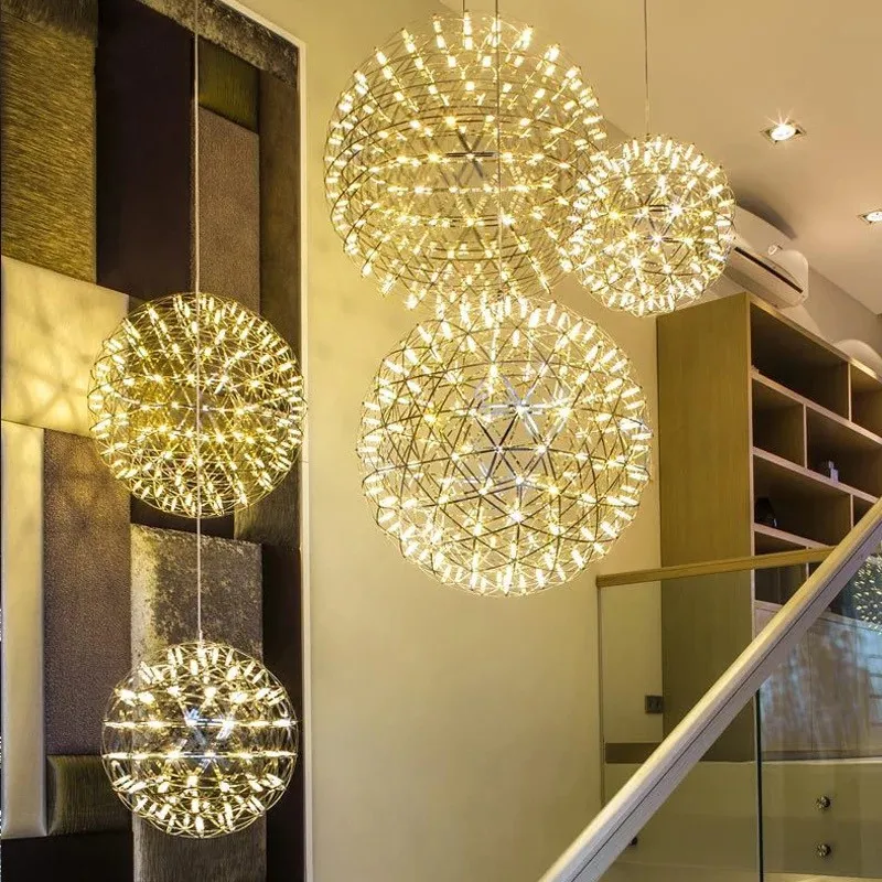 Free shipping Creative lustre LED Chandelier personalized restaurant lamp Nordic bar firework ball lights Home Dining room lamps