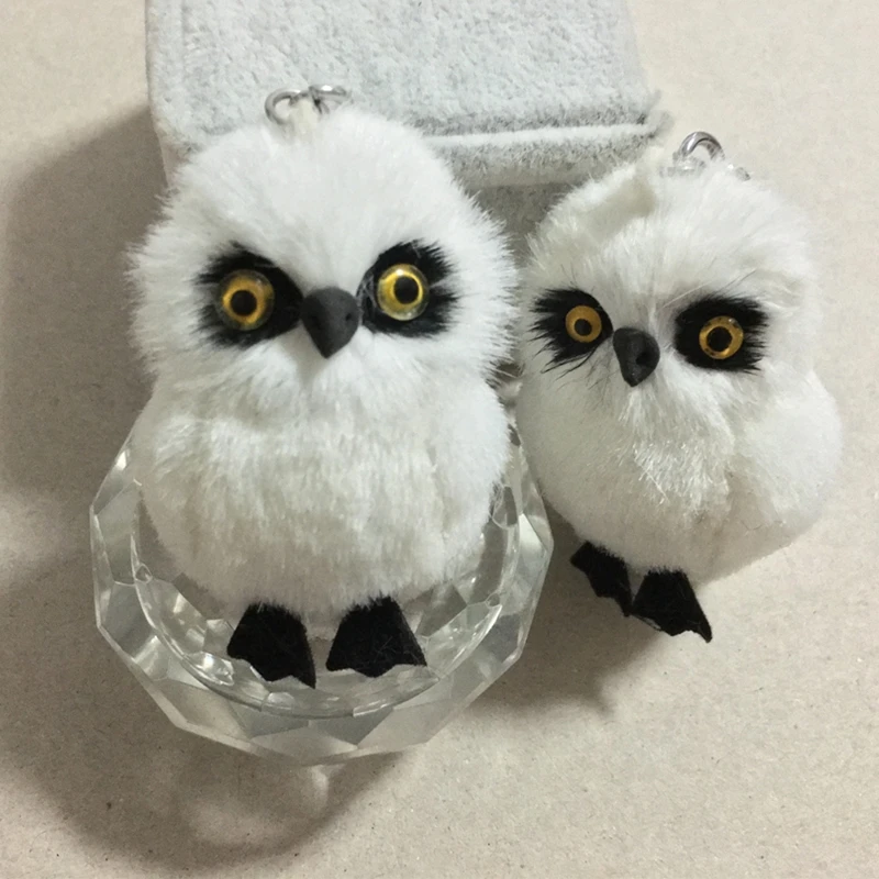 Cute Tiny Plush Faux Rabbit Fur Owl Women Girls Mini Animal Keychain On Bag Car Trinket Jewelry Party Toy Gift