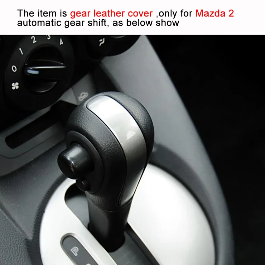 PONSNY Car Gear Covers Case for Mazda 2 Automatic Shift Genuine Leather Hand-stitched Cover