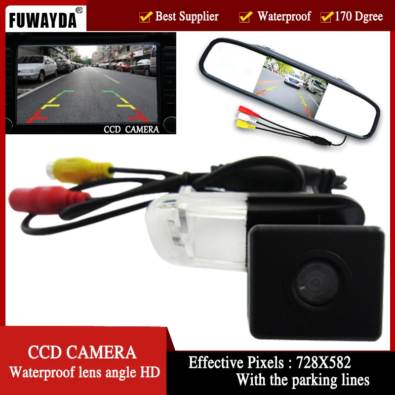 

FUWAYDA wire Color CCD Car RearView Camera for Mercedes-Benz B200 A-class W169 B-Class T245 with 4.3Inch Rearview Mirror Monitor