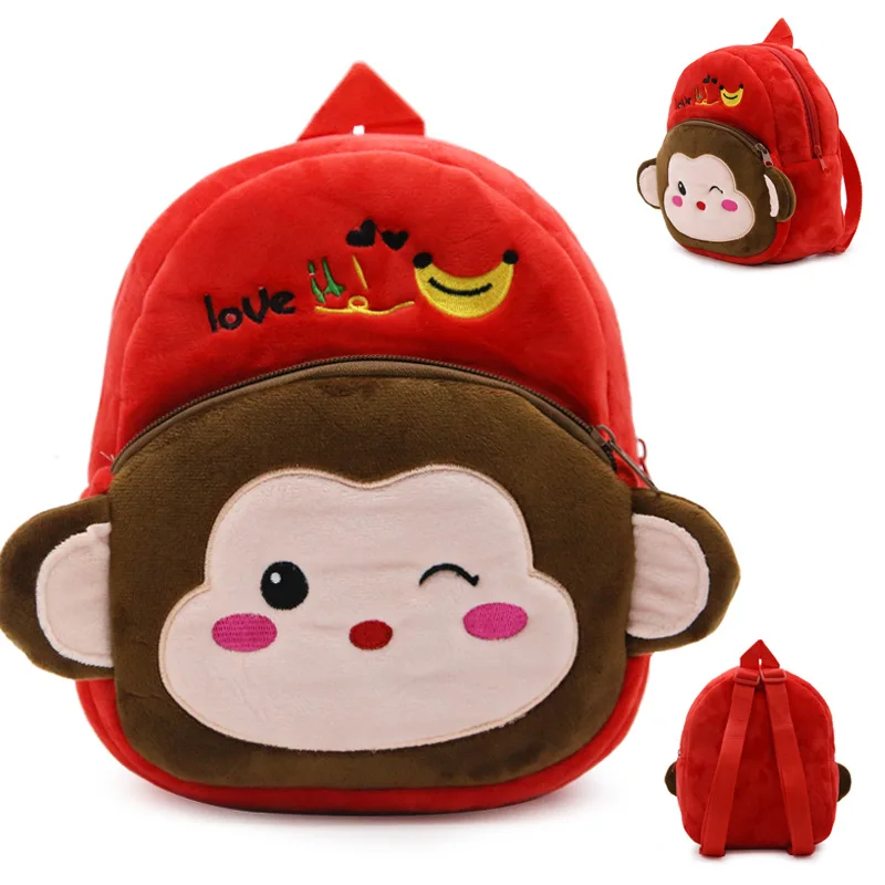 Baby Backpacks for Kindergarten Boys Girls Kids School Bags Cute Cartoon Monkey Plush Schoolbag Toys