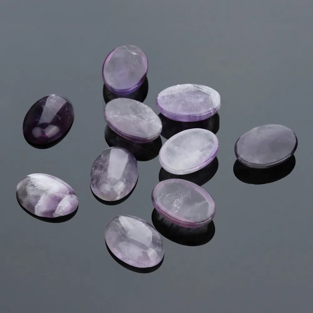 10pcs Natural Stone Oval Flatback 10x14/13x18/18x25mm Amethyst Cabochon Spacers For DIY Jewelry Making Earrings Accessories