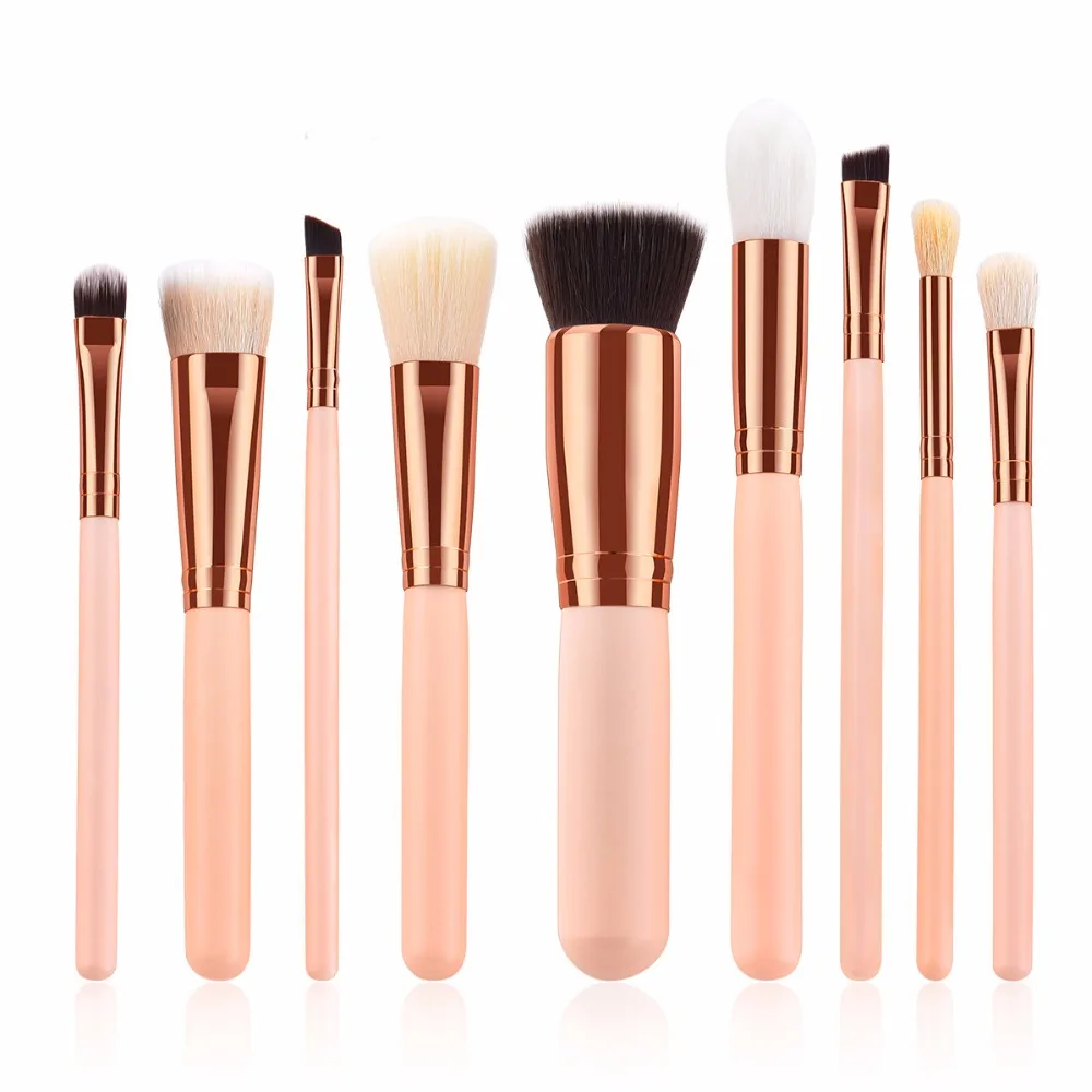 Pro 9pcs Makeup Brushes Set Foundation Blending Contour Concealer Eyeliner Lip Cosmetic Tool Kit Premium Full Function maquiagem