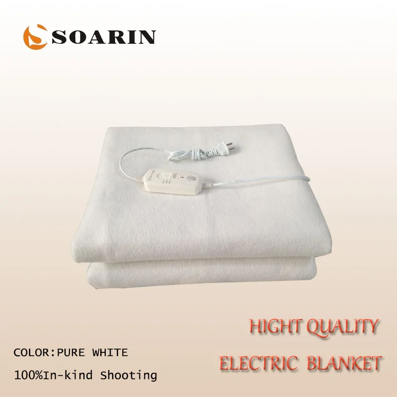 SOARIN Electric Blanket Double Manta Electrica 150x160cm Electric Heating Blanket Pure White Heated Blanket 220v Heating Blanket