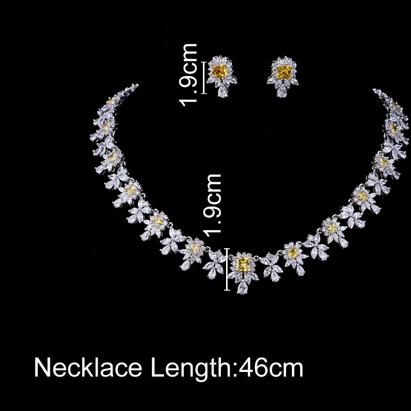 Emmaya New Hot Sale Women AAA Zircon Little Square Clear CZ Bridal Set for Luxury Wedding Choker Necklace Jewelry Sets