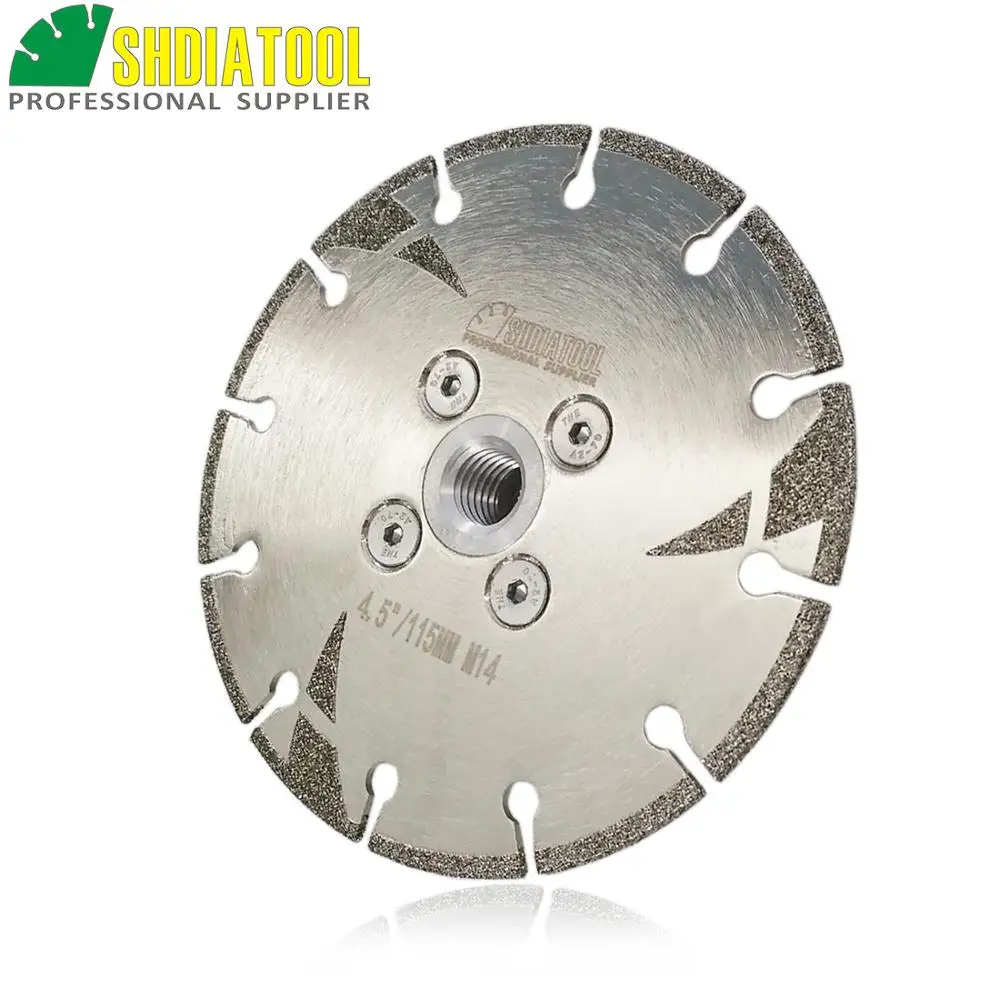 SHDIATOOL-disco de corte y molienda de diamante recubierto de 4,5 ", brida M14 con protección, hoja de diamante galvanizado de 115MM, 2 uds.