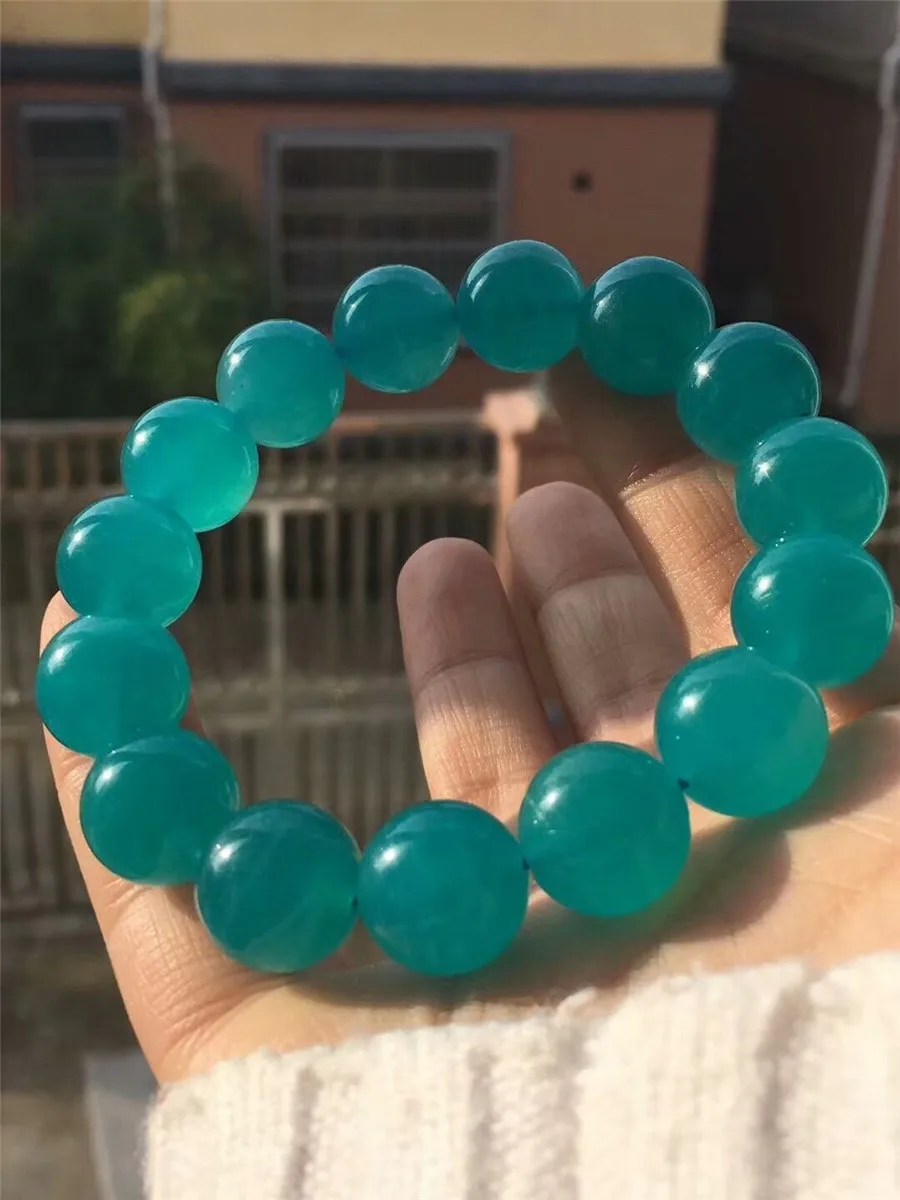 Natural Mozambique Green Amazonite Bead Bracelet For Women 12mm Green Amazonite Crystal Round Bead Bracelet