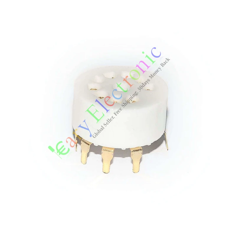 Wholesale and retail 8pc 9PIN PCB GOLD ceramics VACCUM TUBE SOCKET BASE FOR 12AU7 12AX7B ECC83 radio free shipping