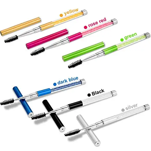 High Quality Eyelash Brush Crystal Long Screw Eye Lash Curler Eyebrow Comb Makeup Brush Mascara Colorful Cosmetic Tool