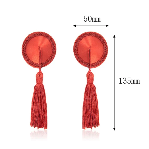 Body jewelry nipple ring Round tassel nipple stickers Woman sexy breast fashion jewelry red black nipple cover