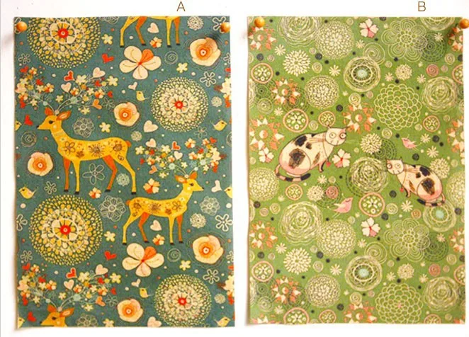 Vintage Brand Design 20x30cm pretty deer & cat cotton linen fabric -vintage DIY Zakka fabric