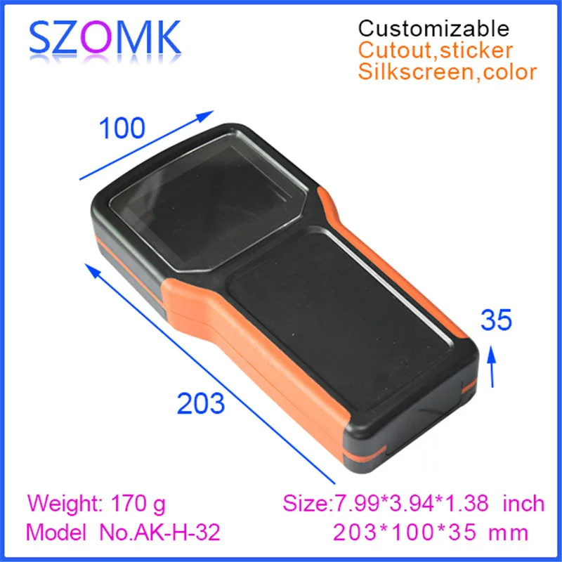 10Pcs instrument handheld enclosure with 5xAA 18650 battery holder 200*100*35mm LCD enclosure case, plastic electronics box