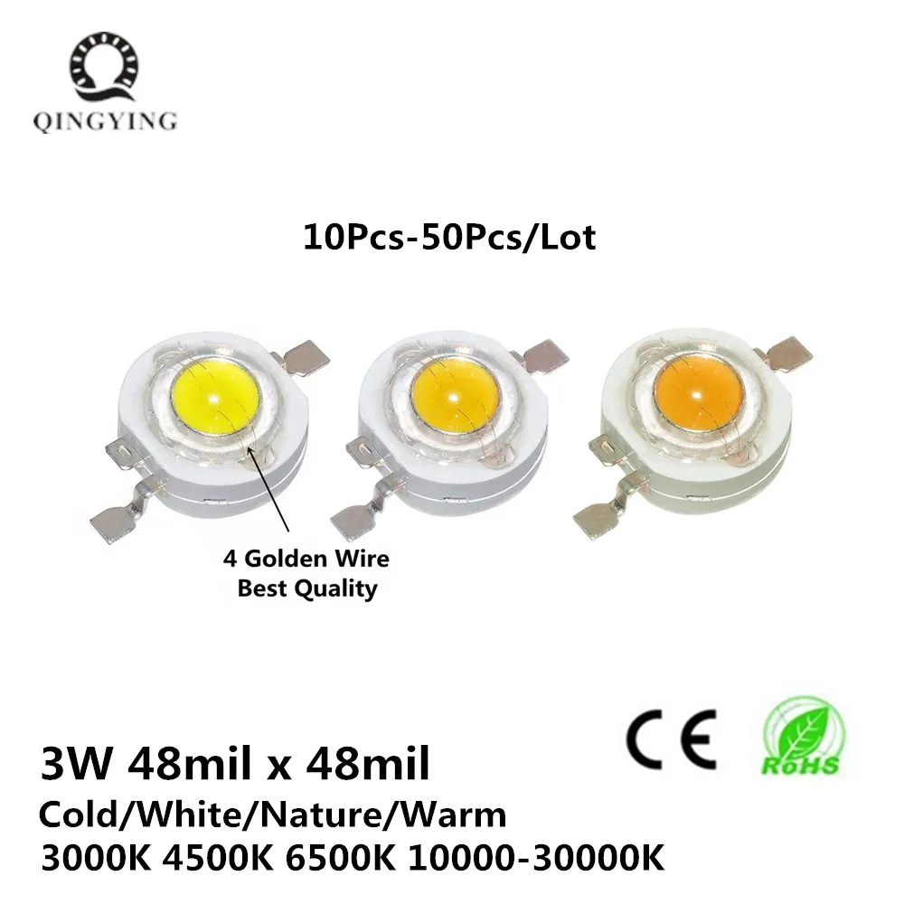 Full Watt 3W High Power LED Epistar Chip 260-280LM Cold Nature Warm White 3000K 4500K 6500K Źródło światła do reflektorów Blub