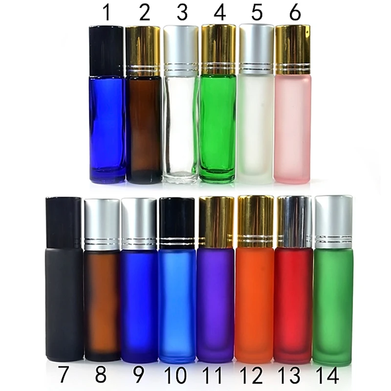 400pcs Red Green purple blue glass roller bottle glass essential oil roller bottle with aluminum cap roll on glass bottle