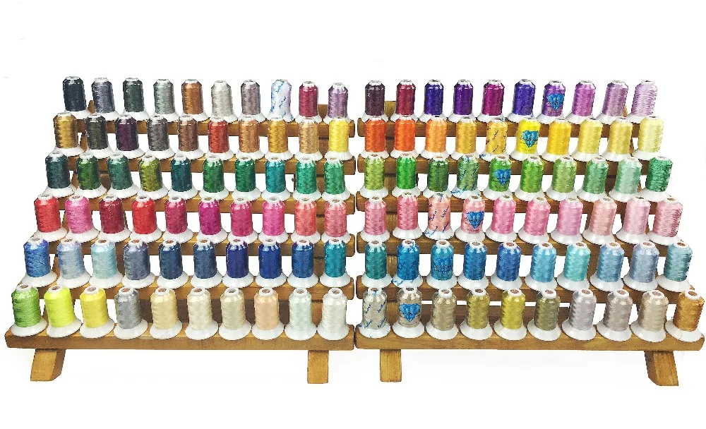 Simthread Mega Kit 215 Spools Polyester Embroidery Machine Threads for Brother Pfaff Janome etc 1100Y each + Bonus thread socks