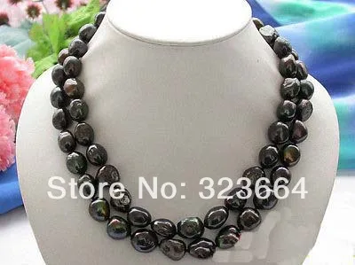 

Huge 2row 16mm black baroque freshwater cultured pearl necklace