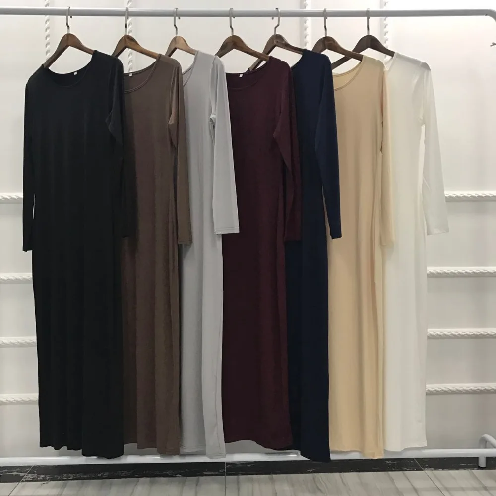 Elegant Muslim inside pure color Abaya Arab Turkish Singapore  Dubai Long Dress Muslims Women Dresses Islamic dress wj1240