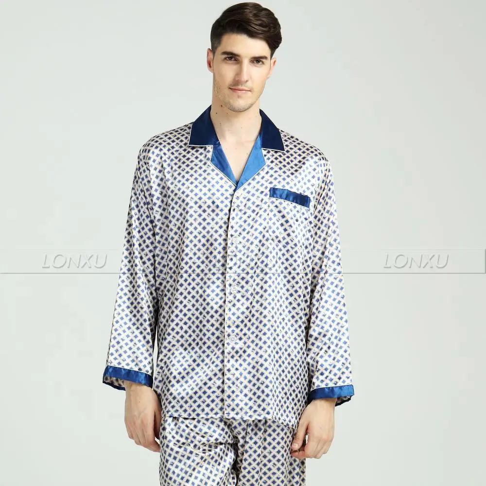 Conjunto de pijama de satén de seda para hombre, ropa de dormir para estar por casa, M,L,XL,XXL,3XL