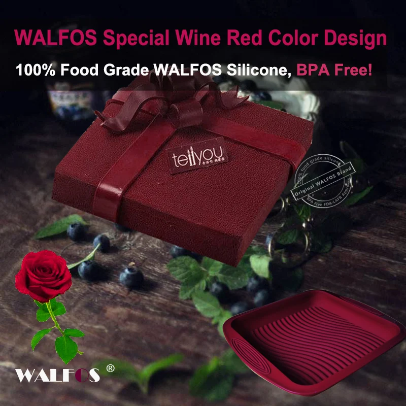 WALFOS Food Grade Non-Stick Silicone Layered Shape Rectangular Silicone Bread Pan Toast Bread Mold Cake Tray Mould  Baking Tools