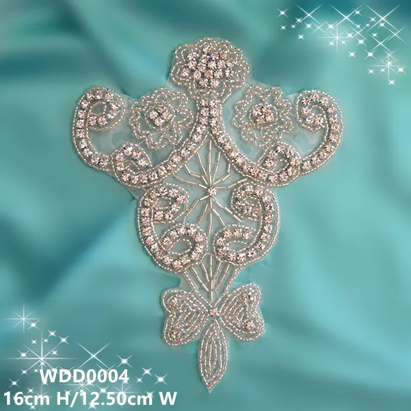 

(30PCS)Wholesale crystal beaded rhinestone applique iron on for wedding dresses WDD0004