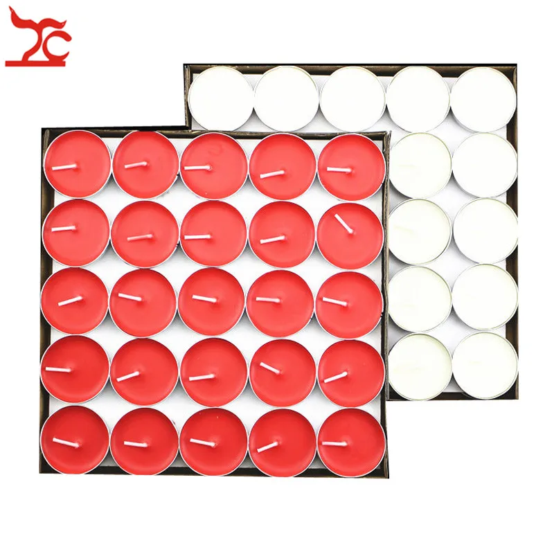 50Pcs/Lot Buddhist Supplies For Light Butter Lamps 2 Hours Smokeless Tea Wax Bougie Birthday Candle Wholesale