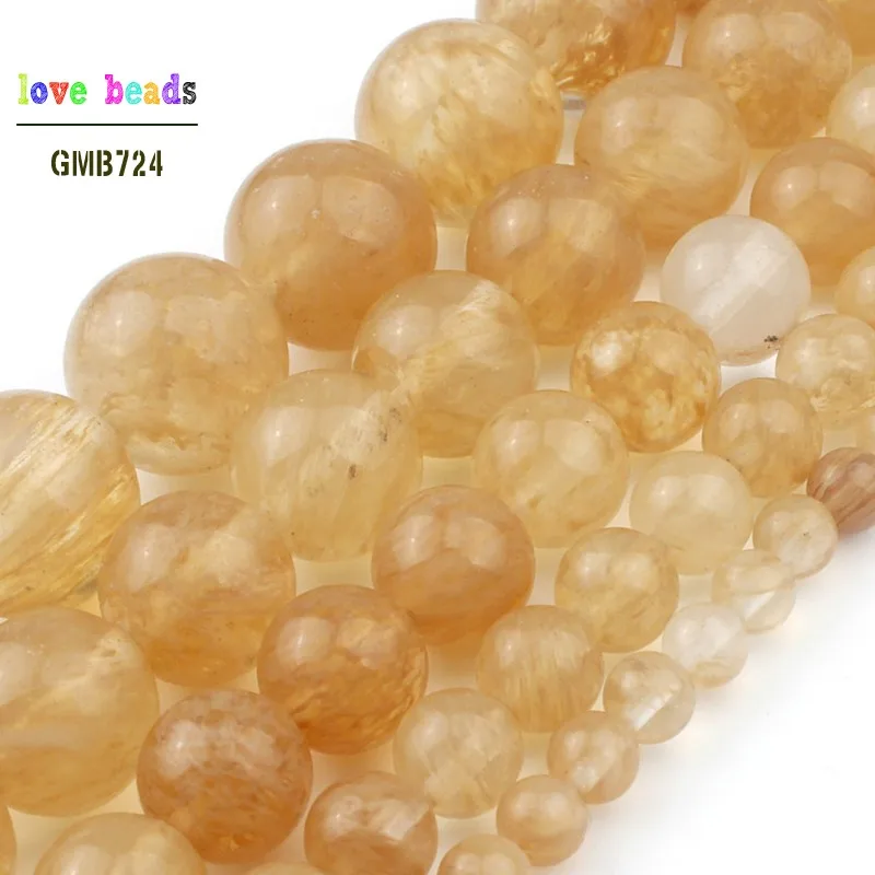 4/6/8/10/12mm Wholesale Yellow Citrines Quartzs Loose Beads for Jewelry Making Natural Stone Diy Bracelet 15\