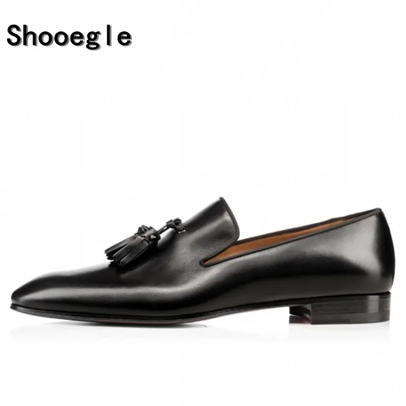 

SHOOEGLE Men Fashion Handmade Tassel Loafers Shoes Slip on Gentleman Luxury Suede Casual Shoes Men Dress Business Party Shoes