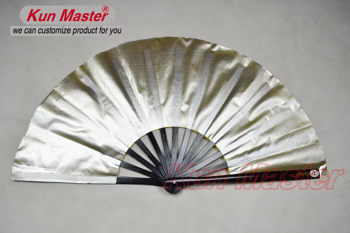 Kun Master 34 Cm  Bamboo Chinese Kung Fu Tai Chi Fan With With Silver And Gold Two Sides Covers Free Match