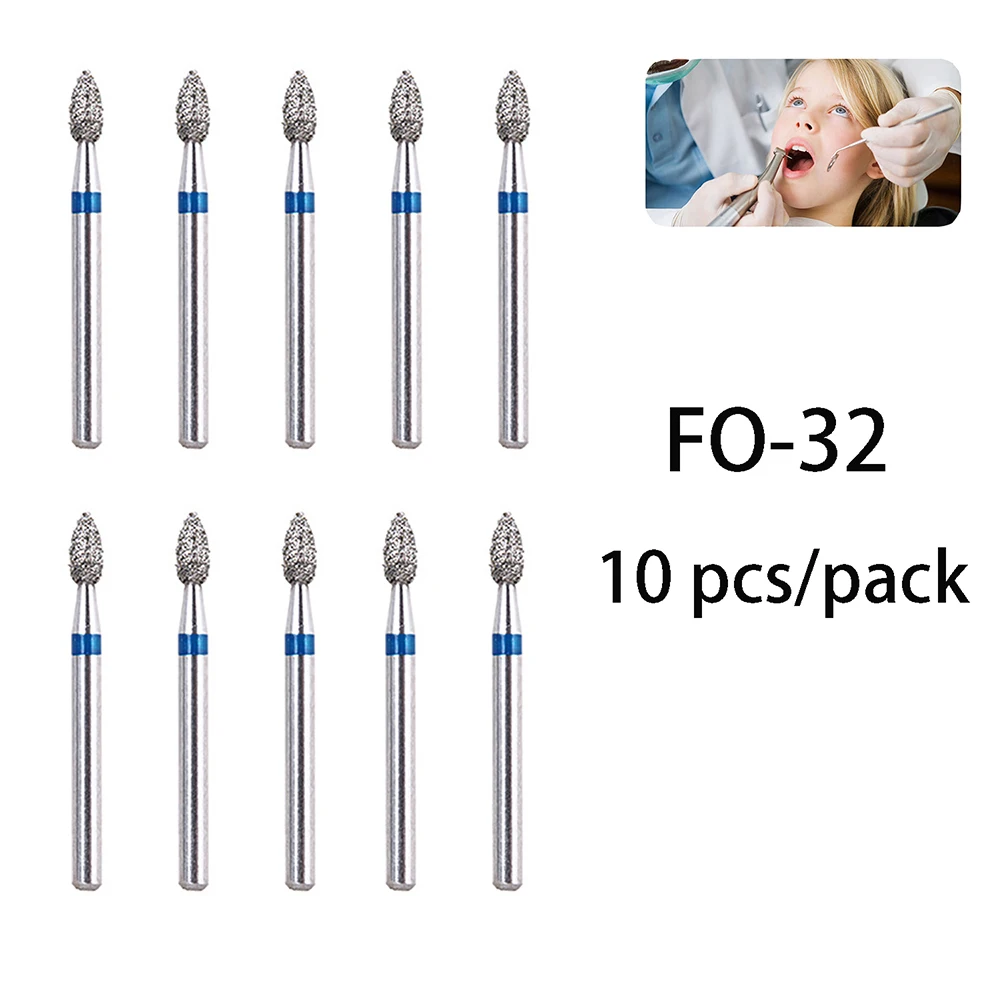 10pcs/pack BR-31 Dental Diamond Burs Drill Dentistry Handpiece Handle Diameter 1.6mm Dentist Tools BR-41 TR-13 FO-32 SF-41