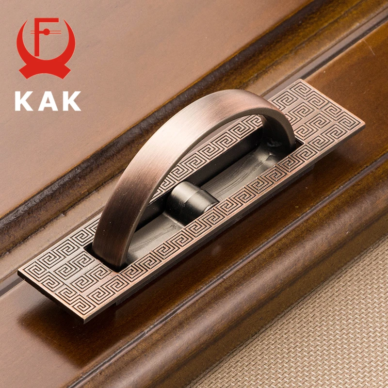 KAK Vintage Tatami Hidden Door Handles Zinc Alloy Recessed Flush Pull Cover Floor Cabinet Handles Furniture Handles Hardware