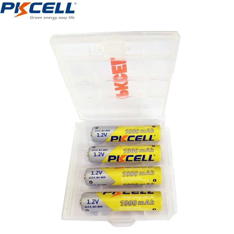 4 x PKCELL 1.2V NIMH 1000mah AAA Rechargeable Battery replacement for HHR-4DPA/2B Cordless with battery Box Hold Case