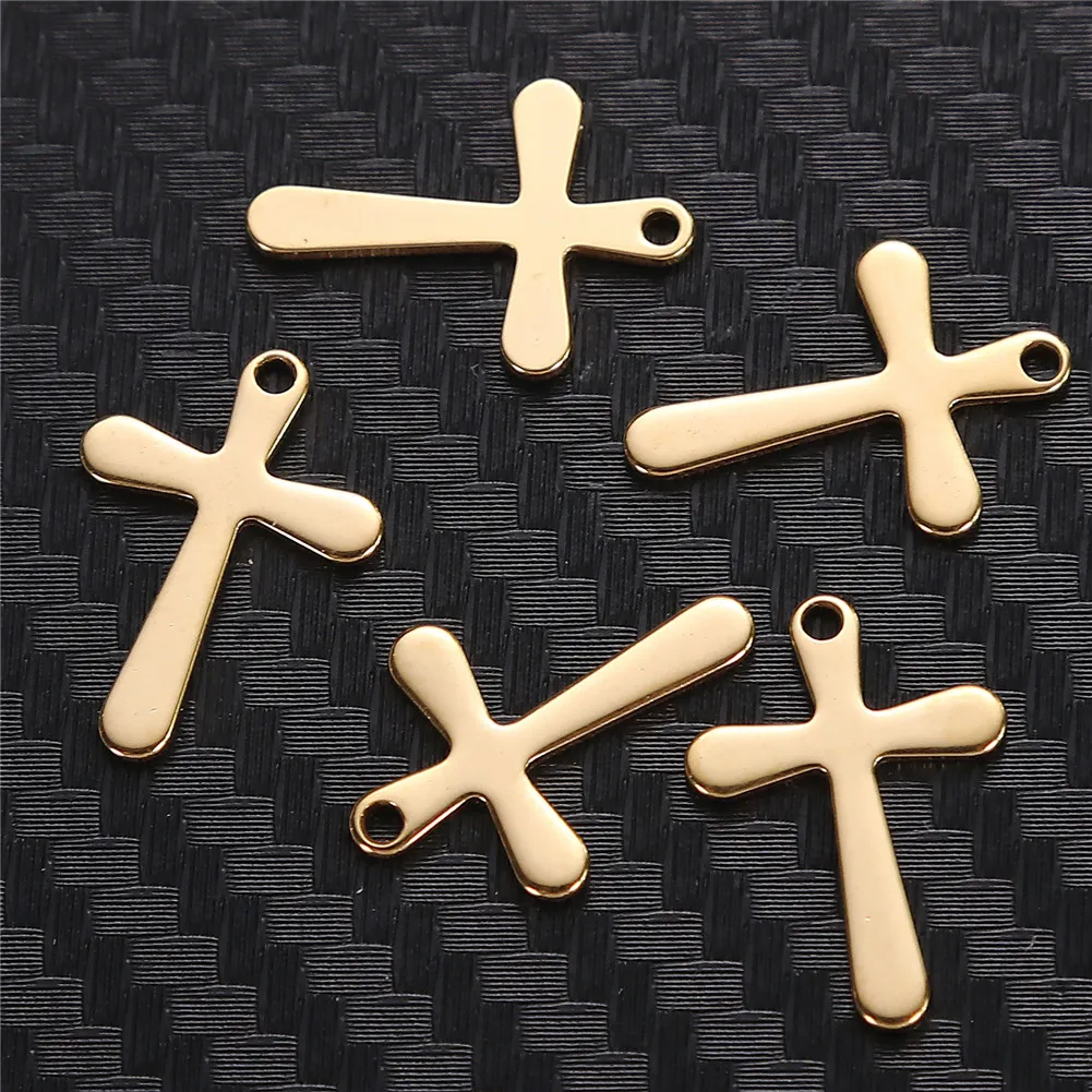 20Pcs/lot Catholic Stainless Steel Cross Pendant For Diy Necklace Bracelet Charms Jewelry Making