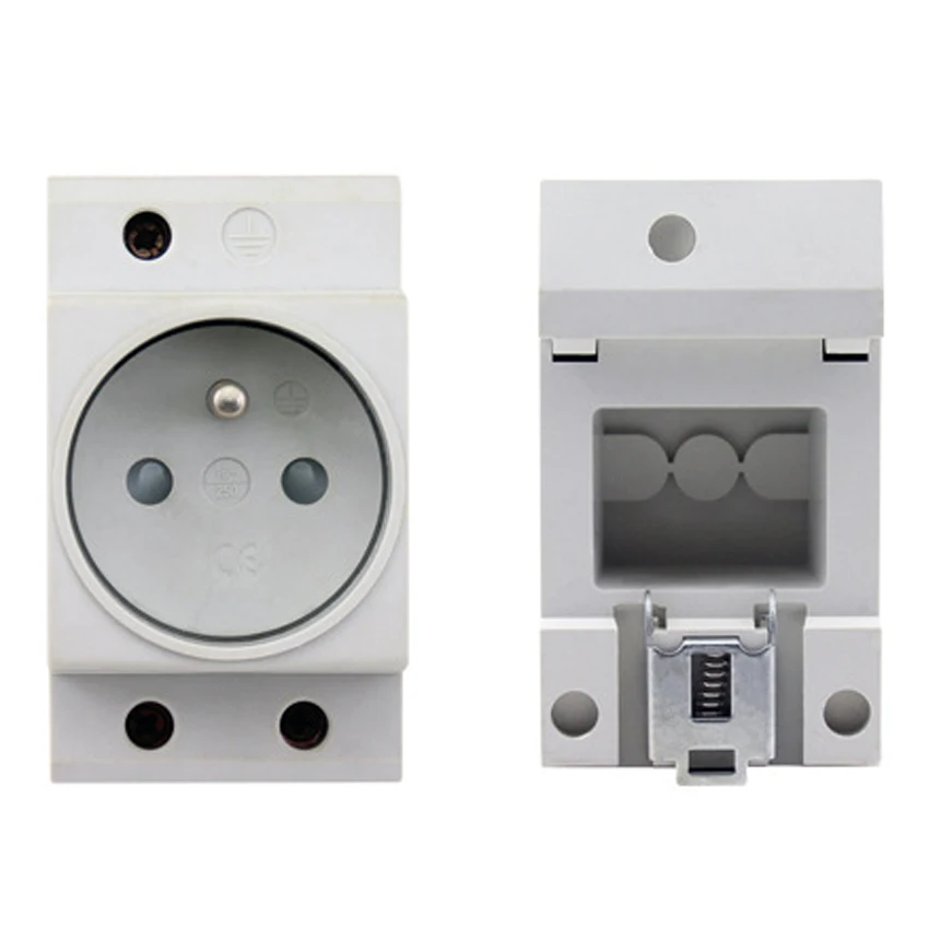 1pcs White European America 15A 16A Modular Jack Italy UK US EU DIN Rail Power Outlet German France PDU UPS Wall Cabinet Socket