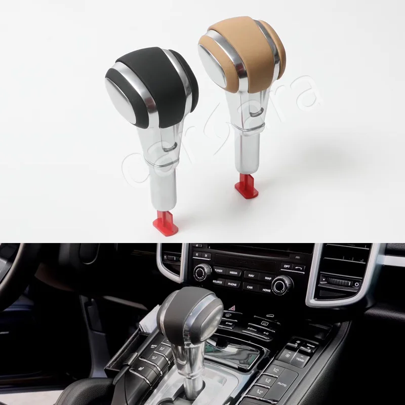 

Original leather OEM Gear shift knob for Porsch e Cayenne 2011 to 2017 with Aluminum alloy black beige color