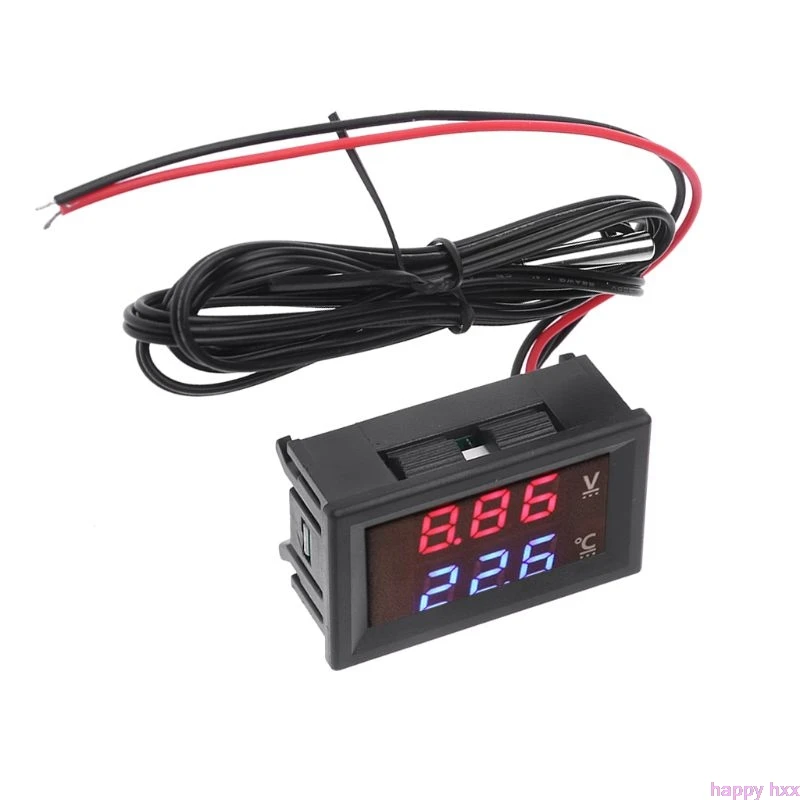 New 12V/24V LED Display Car Voltage & Water Temperature Gauge Voltmeter Thermometer