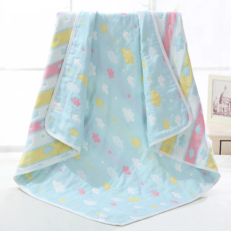 

6-слойное муслиновое хлопковое детское пеленальное одеяло 110x110 см, мягкая марлевая пленка для новорожденных, банное полотенце для младенцев, детские одеяла