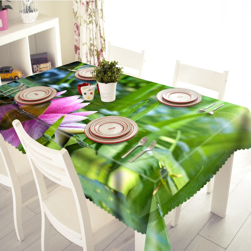 Chinese Style Bamboo Tablecloth, 3D Stereo Landscape, Washable, Thicken Cotton Cloth, Rectangular and Round Table Cloth